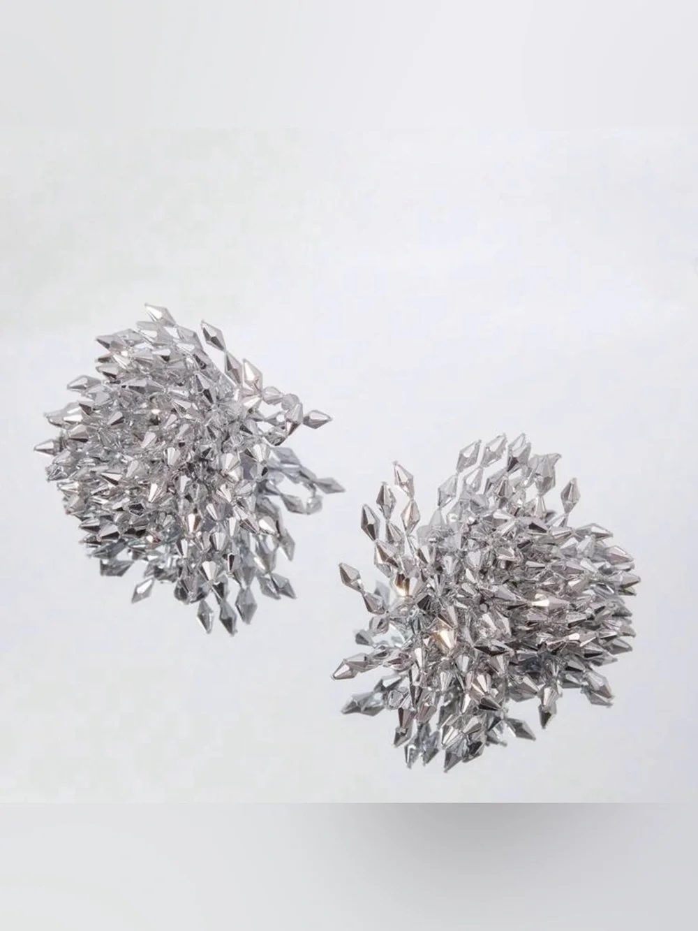 ✨Silver Crystal Cluster Statement Earrings - Women Jewelry